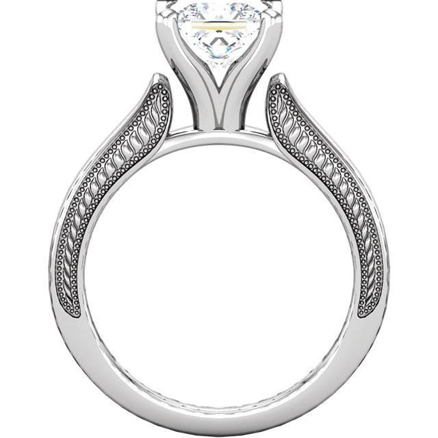 Vintage-Stil 2 Karat Prinzessin DiamantSolitaire Ring Weißgold 14K