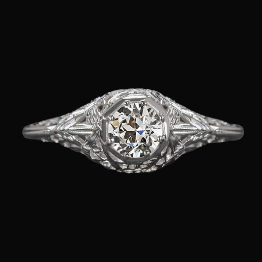Vintage-Stil Solitaire Ring Old Mine Cut Diamant 1,50 Karat Filigran - harrychadent.ch