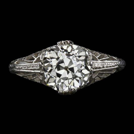 Vintage-Stil Solitaire Runder Old Mine Cut Diamantring 3,50 Karat - harrychadent.ch