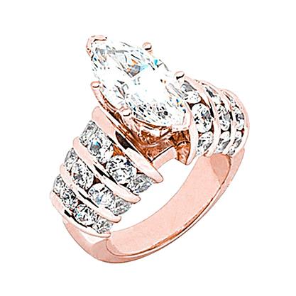 3 Karat Marquise Diamant-Verlobungsring mit Akzenten Roségold 14K