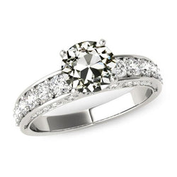 Alter Minenschliff Diamantring mit Akzenten 14K Gold 5 Karat