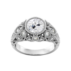 Altschliff Diamantring Lünette 3,50 Karat Milgrain Shank