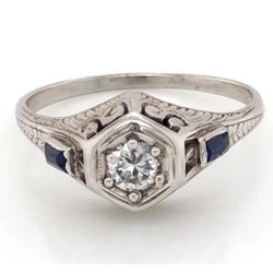 Antiker Diamantring 1,50 Karat Ceylon Blauer Saphir
