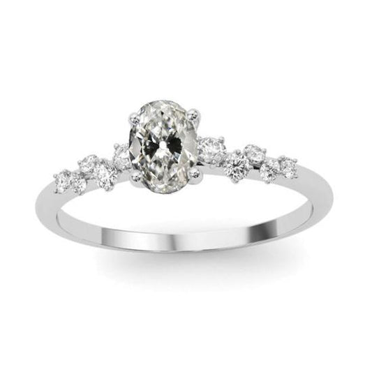 Diamant Oval Old Cut Fancy Damenring 2,50 Karat mit runden Akzenten - harrychadent.ch