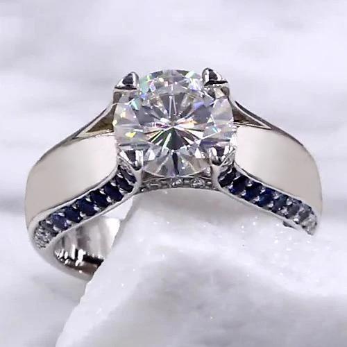 Diamant-Verlobungsring 3,50 Karat blauer Saphir Akzente Schmuck - harrychadent.ch