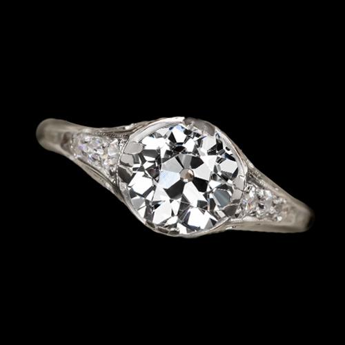 Ehering mit Akzenten runder alter europäischer Diamant 2 Karat - harrychadent.ch