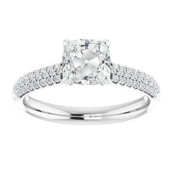 Kissen Altschliff Diamantring mit mehrreihigen Akzenten Gold 6,50 Karat