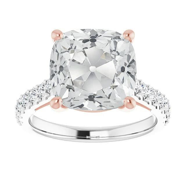 Old Cut Kissen Diamantring mit runden Akzenten Schmuck 7,50 Karat - harrychadent.ch