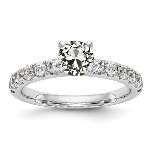 Old European Diamant Solitaire Ring mit Akzenten Weißgold 3 Karat - harrychadent.ch