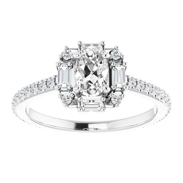 Ovaler alter Bergmann Diamantring mit runden & Baguette-Akzenten 4,25 Karat - harrychadent.ch