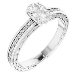 Ovaler Alteuropäischer Diamantring Leaf Style 5,25 Karat Filigraner Schaft