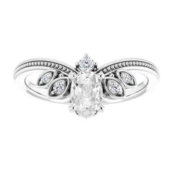 Ovaler Altschliff Diamant Ring Enhancer Perlen Vintage-Stil 3,25 Karat