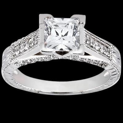 Prinzessin Center Diamant 1,51 Karat Verlobungsring im antiken Stil
