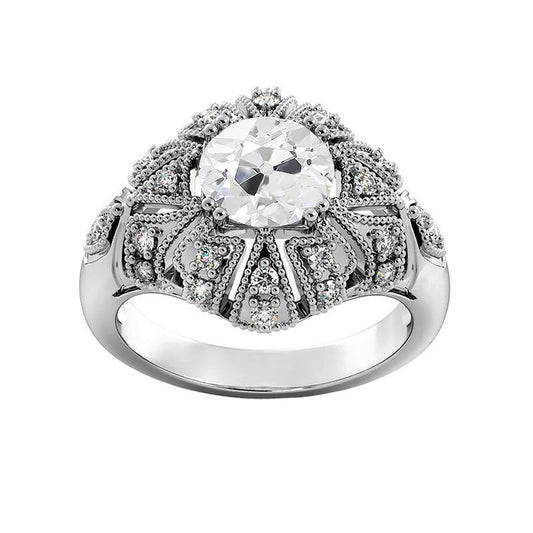 Runder alter Bergmann Diamantring Milgrain Schaft 3,25 Karat Antik-Stil - harrychadent.ch