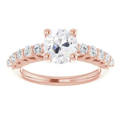 Runder Altschliff-Diamant-Ring mit Akzenten, 3,25 Karat Gold