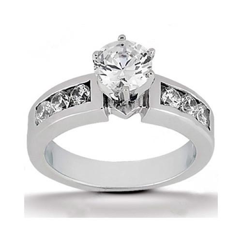 Runder Diamant-Weißgold-Verlobungsring für Frauen 1,61 ct. Mit Akzenten