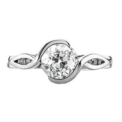 Runder Solitärring Old Mine Cut Echt Diamant Twisted Style 1,25 Karat