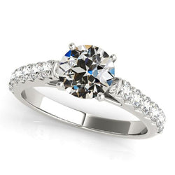 Solitär-Ring mit Akzenten alter Bergmann Diamant-Zinken-Set 4 Karat