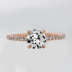 Solitär-Ring mit Akzenten Altschliff-Diamant-Zinken-Set 2,75 Karat