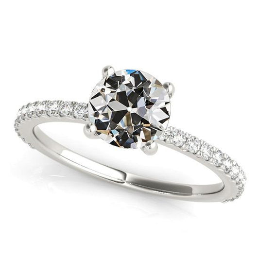 Solitärring mit Akzenten Old Mine Cut Diamant 3,75 Karat Pave Set - harrychadent.ch