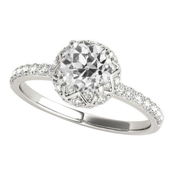 Solitärring mit Akzenten runder Altschliff-Diamanten 5 Karat