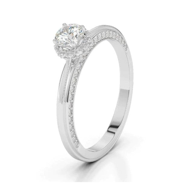 Verlobungsring mit 1,50 Karat Verstecktem Halo-Diamant, akzentuiertes Weißgold, 14 Karat