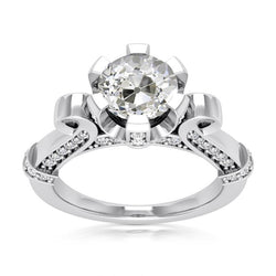 Vintage-Stil Runder Altschliff Diamant Ehering mit Akzenten 5 Karat