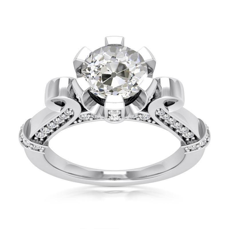 Vintage-Stil Runder Altschliff Diamant Ehering mit Akzenten 5 Karat - harrychadent.ch
