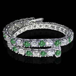 14.04 ct. Tennisarmband Weiß Grün Diamanten Weißgold