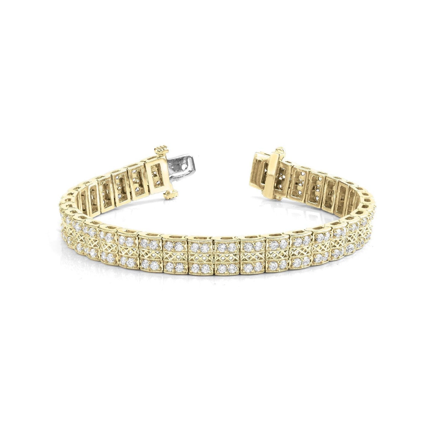 14K Gelbgold-Armband mit runden Diamanten im Brillantschliff, 7 Karat - harrychadent.ch
