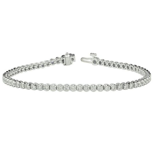 4.50 Karat Runddiamant Tennisarmband Halbe Lünette Set WG 14K