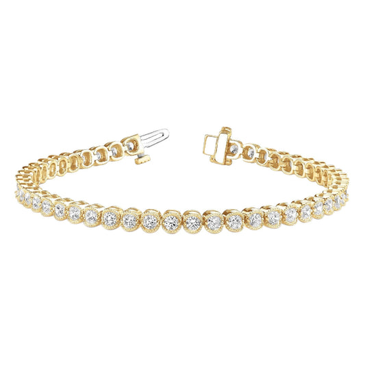 5.06 Karat Diamant Milgrain Tennis Armband Gelbgold 14K - harrychadent.ch