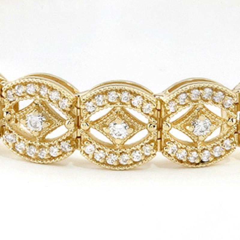 6.05 Karat Diamant Vintage Look Diamant Tennisarmband Gelbgold