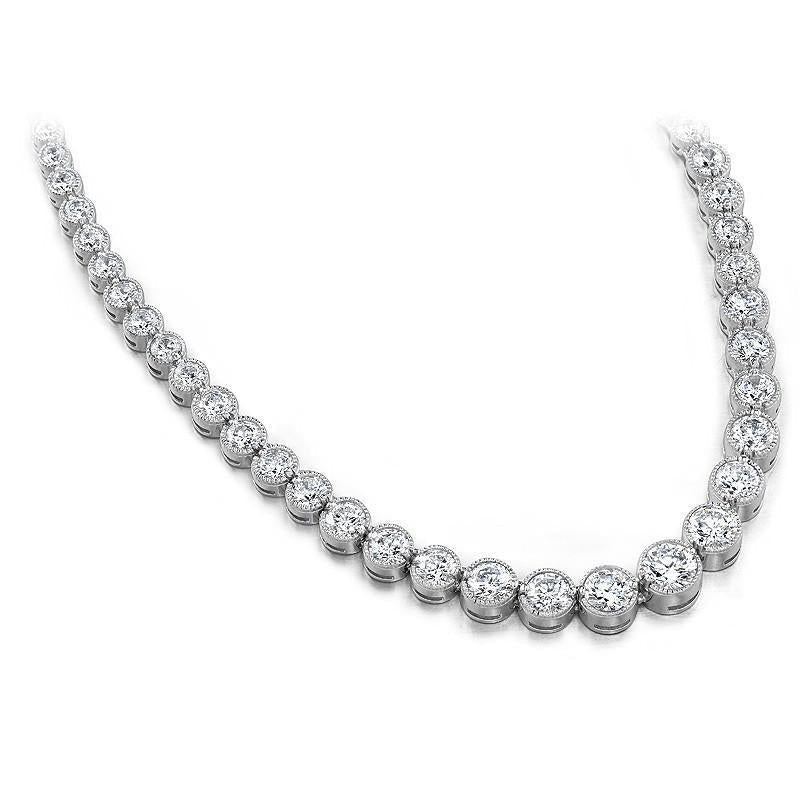 Damen Tennis Halskette 10 Karat Diamanten Gold Weiß