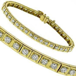 Damen Tennisarmband mit Rundschliff Diamant 5,40 Karat Gelbgold 14K