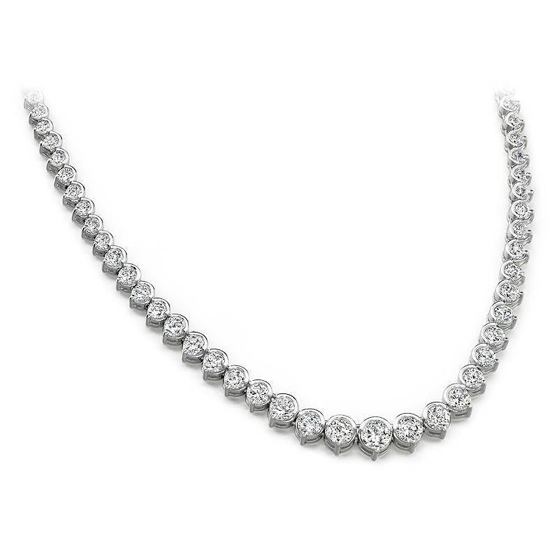 Diamant Tennis Halskette 12 Karat Weißgold 14K