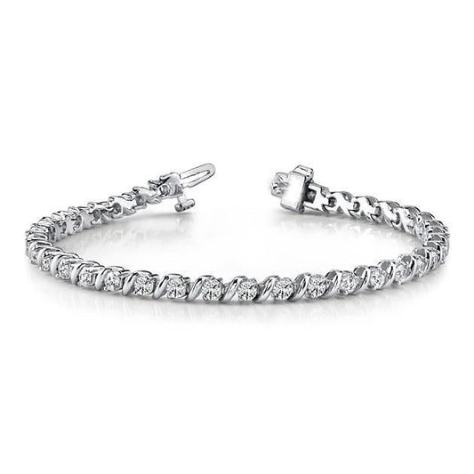 Funkelndes Damenarmband im Rundschliff 4,20 Karat Diamanten 14K - harrychadent.ch