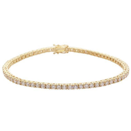 Kleines Rundschliff 3,50 Karat Diamanten Tennisarmband Gold Gelb 14K - harrychadent.ch