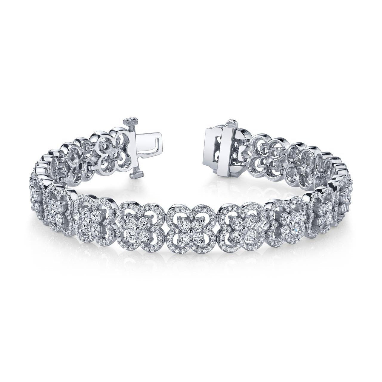 Wunderschönes Armband mit 12,20 Karat Diamanten im Rundschliff, Blühende Schönheit, Weiß - harrychadent.ch