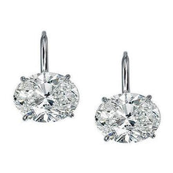 2 Karat Solitaire Oval Cut Diamant Tropfenohrring Gold Weiß 14K