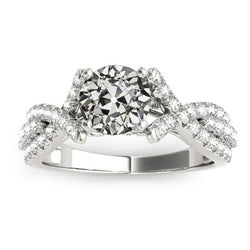 14K Gold Runder Altschliff Diamantring Twisted Shank 4,50 Karat Pave Set