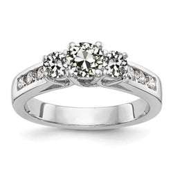 3 Karat runder alter Bergmann Diamant-Verlobungsring-Korb-Kanal-Set