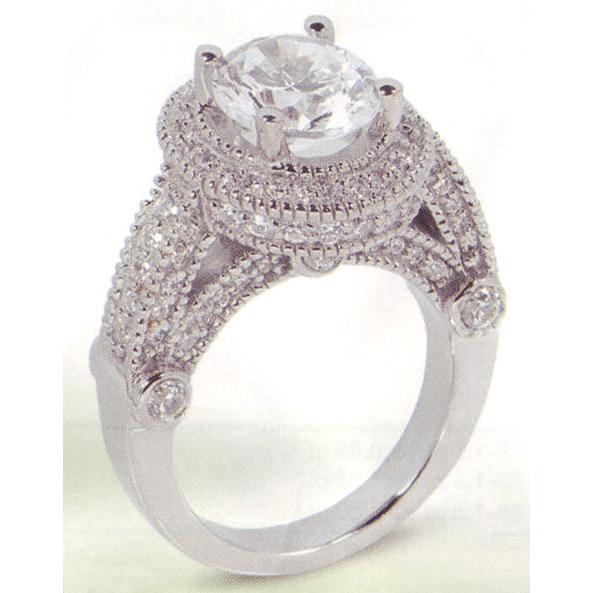 3.50 Karat Diamant-Verlobungsring Luxuriöses antikes Weißgold 14K