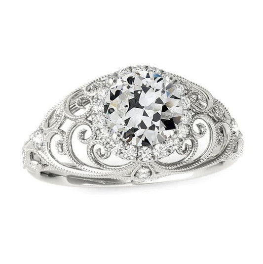 Alter Bergmannsdiamant Milgrain-Ring 3,75 Karat Antik-Stil