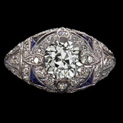 Antik-Stil Art-Deco-Schmuck New Old Cut Diamond Blue Sapphire Ring