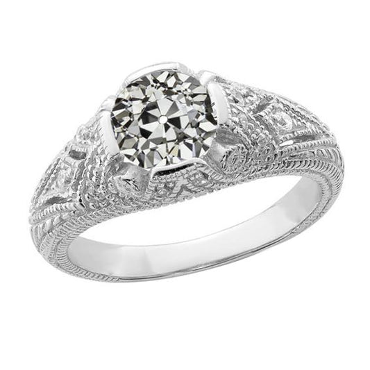 Antiker Ehering runder Altschliff Diamant 2.50 Karat Milgrain - harrychadent.ch