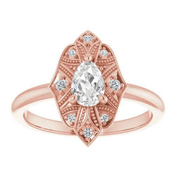 Antiker Halo-Rund & Birnen-Altschliff-Diamantring 2,25 Karat