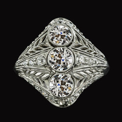 Antiker Runder Altschliff Diamant Damenring Milgrain 6 Karat
