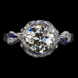 Art-Deco-Schmuck New Old Cut Diamond Blue Saphir Ehering