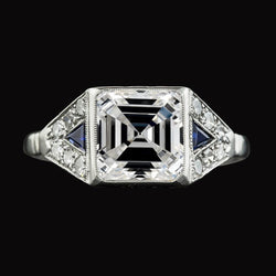 Asscher Diamant & Trillion Ceylon Saphir Edelstein Ring 6,25 Karat